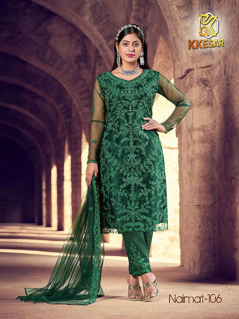 NAIMAT BY NAIMAT FASHION 101 TO 106 SERIES BEAUTIFUL PAKISTANI SUITS STYLISH COLORFUL FANCY CASUAL WEAR & ETHNIC WEAR NET EMBROIDERED DRESSES AT WHOLESALE PRICE